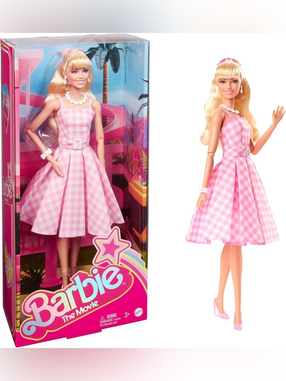💖 Barbie The Movie Pink Checkered Dress Doll - NIB 💖
